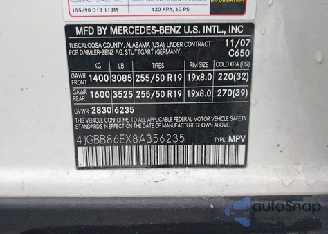 2008 Mercedes-Benz Ml 350 4Matic z USA, uszkodzony, nr VIN 4JGBB86EX8A356235